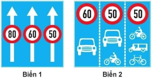 Biển nào báo hiệu các phương tiện phải tuân thủ tốc độ tối đa cho phép trên từng làn đường? Biển nào báo hiệu các phương tiện phải tuân thủ tốc độ tối đa cho phép trên từng làn đường?