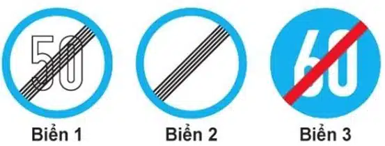 Trong các biển dưới đây biển nào là biển "Hết tốc độ tối thiểu"? Trong các biển dưới đây biển nào là biển "Hết tốc độ tối thiểu"?