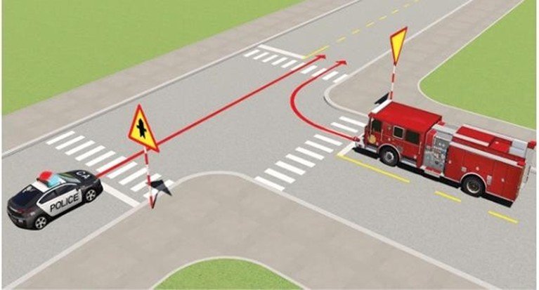 Bộ 600 Câu Hỏi Sát Hạch Lái Xe Cơ Giới Đường Bộ 44 Câu 498. Xe nào được quyền đi trước trong trường hợp này?